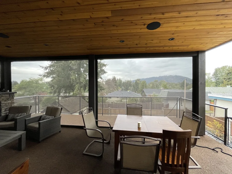 Outdoor wind-resistant roller shades from the AAA Blinds photo library