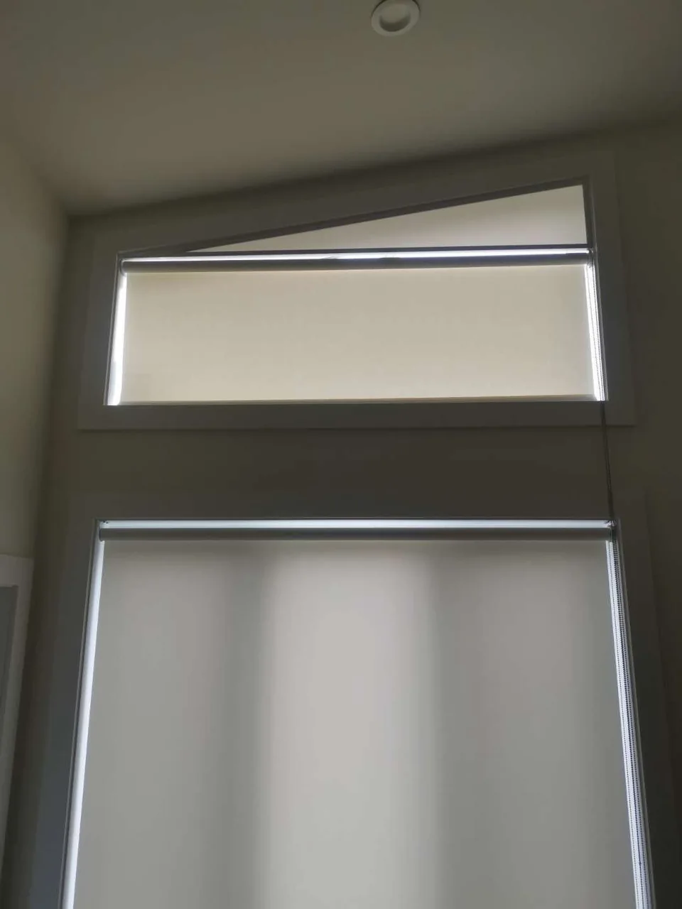 An angled upper window